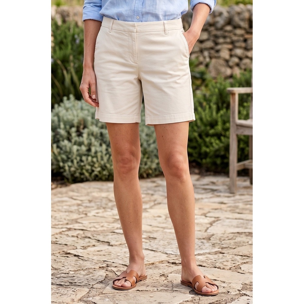 J.Crew Chino Shorts 7" Inseam Women's 14 Stone Beige Khaki Stretch Classic NWT
